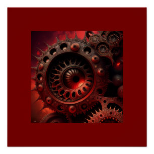 Poster Fractale de Mandelbrot Steampunk en bronze