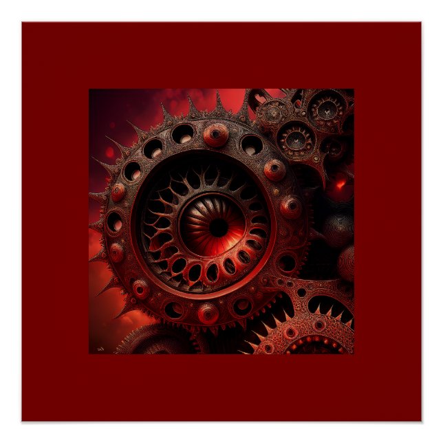 Poster Fractale de Mandelbrot Steampunk en bronze (Devant)