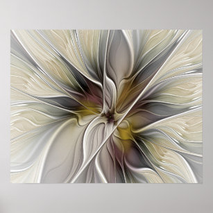 Poster Fractale florale, Fleur Imaginaire aux couleurs de