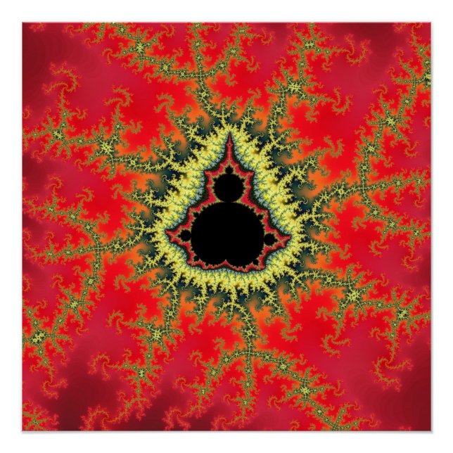 Poster Fractale rouge de Mandelbrot (Devant)