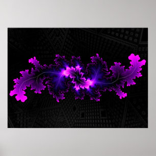 Poster fractale violette avec arrière - plan fractal 3D