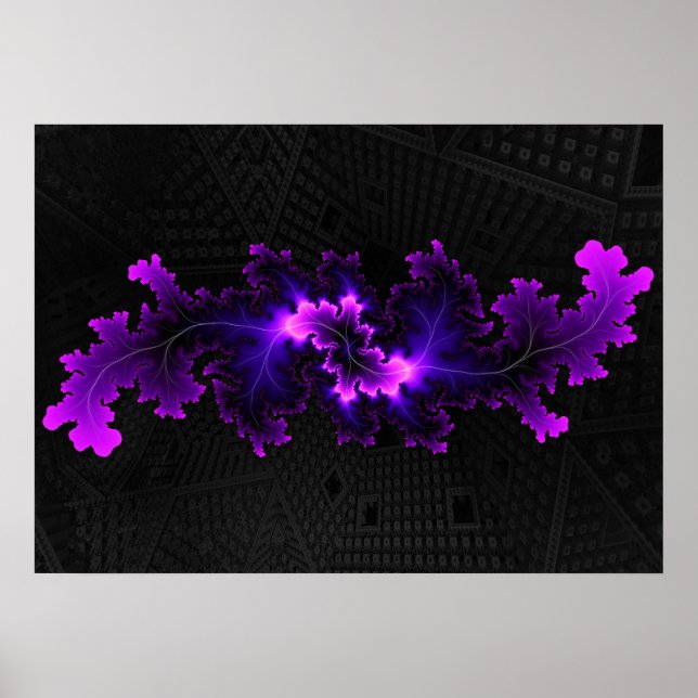 Poster fractale violette avec arrière - plan fractal 3D (Devant)