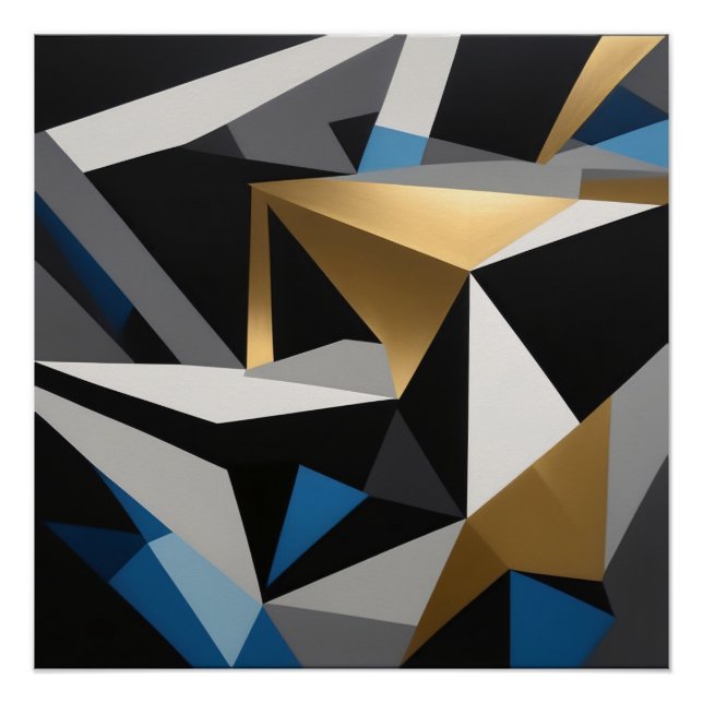 Poster Fragments Prismatiques Triangles interconnectés (Devant)