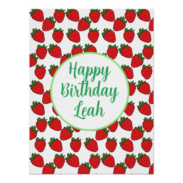 Poster Fraise Anniversaire Thème de fête (Devant)
