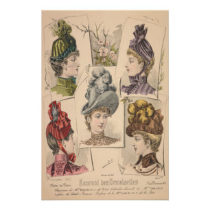 Poster Français vintage et Casquette victorien Paris Mode