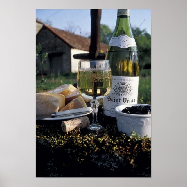 Poster France, Bourgogne, Chablis. Vin local et (Devant)