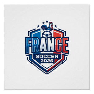 Poster France Football 2026 Football Gras Pays Typographi