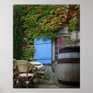 Poster France, Les Baux de Provence, cafÃ© patio