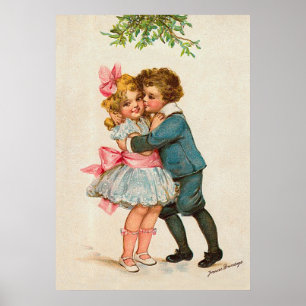 Poster Frances Brundage - Enfants sous Mistletoe