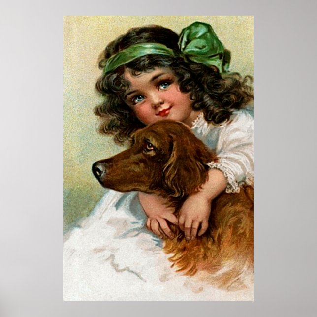 Poster Frances Brundage : Fille avec chien (Devant)