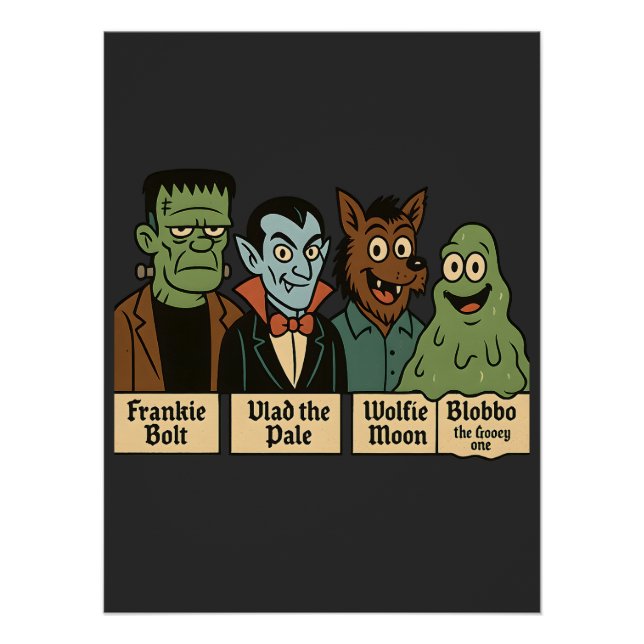 Poster Frankie Vlad Wolfie Blobbo Cute Monster Squad (Devant)