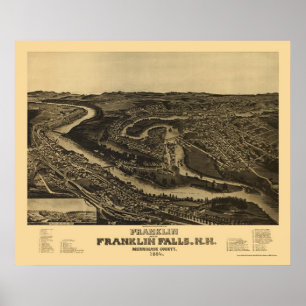 Poster Franklin, carte panoramique de NH - 1884