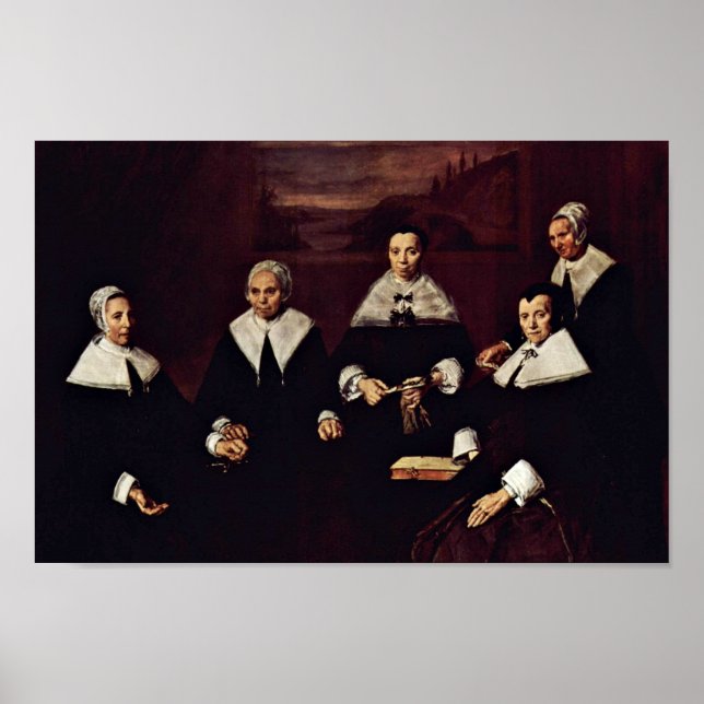 Poster Frans Hals - Portrait de groupe des régents (Devant)