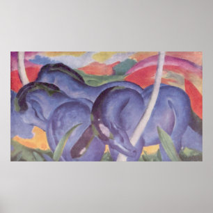 Poster Franz Marc - Big Blue Horse 1911 Canvas Equine
