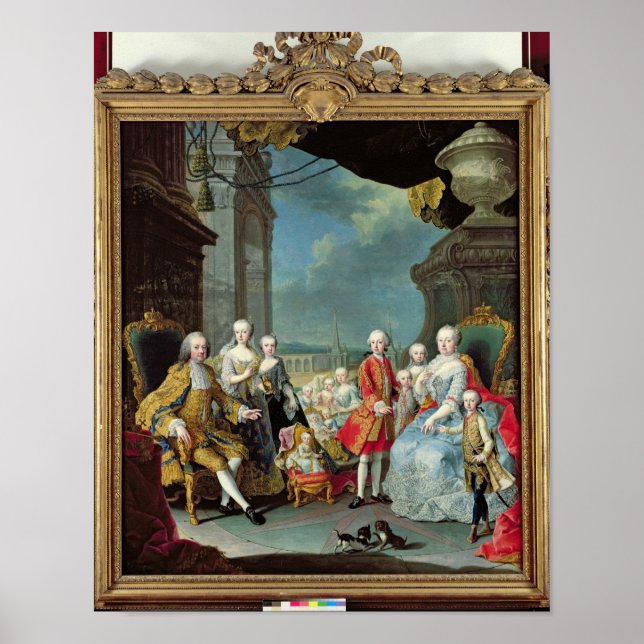 Poster Franz Stephan I avec sa femme Marie-Therese (Devant)