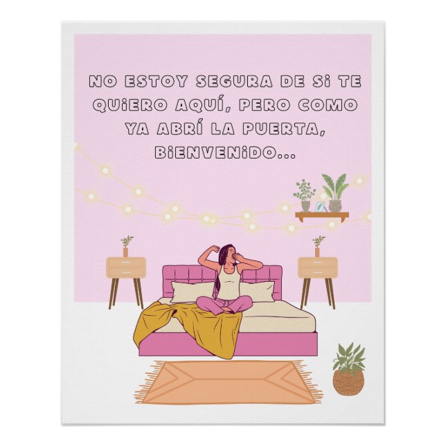 Poster frases graciosas cama vibe acogedora (Devant)