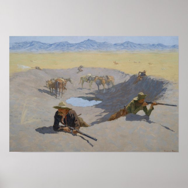 Poster Frederic Remington - Fight for the Waterhole (Devant)