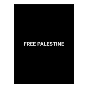 Poster Free Palestine noir blanc texte personnalisé simpl