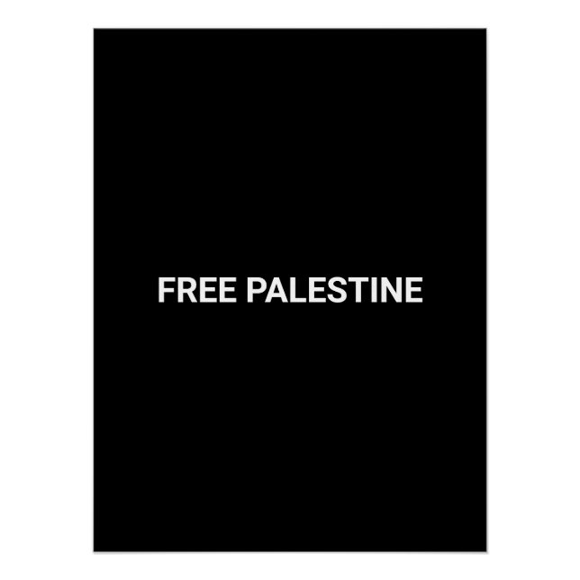 Poster Free Palestine noir blanc texte personnalisé simpl (Devant)