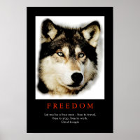 Poster Freedom Spirit Motivational Wolf Eyes