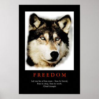 Poster Freedom Spirit Motivational Wolf Eyes