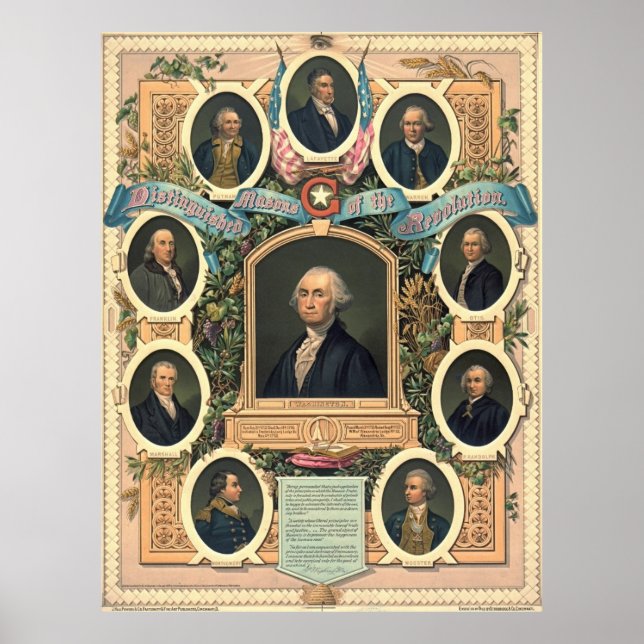 Poster Freemasons de la révolution américaine 1876 (Devant)
