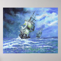 Frégates de la Marine royale bloquant la côte fran