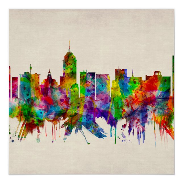 Poster Fresno California Skyline (Devant)