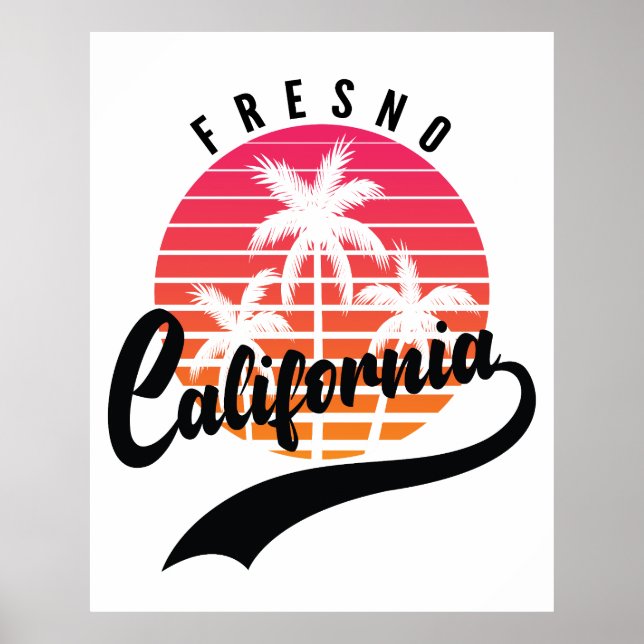 Poster Fresno Retro Sunset (Devant)