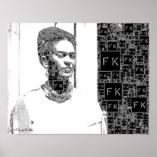 Poster Frida Kahlo Black and White Portrait