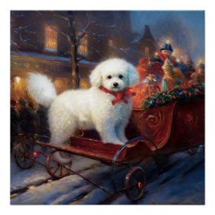 Poster Frise de Bichon Frise Festin de Noël