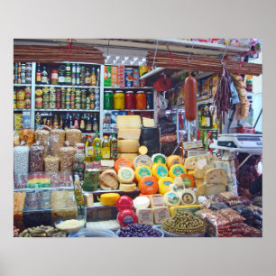 Poster Fromage, olives et noix