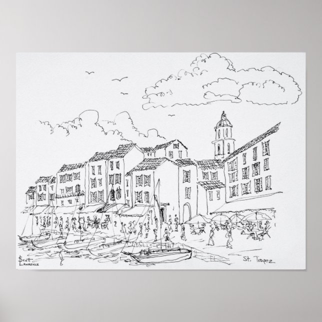 Poster Front de mer de Saint-Tropez | Côte d'Azur, France (Devant)