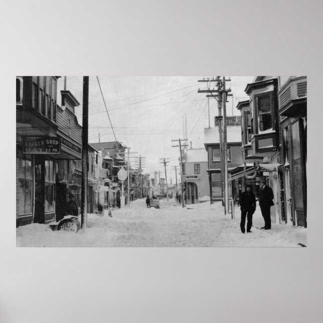 Poster Front Street à Nome, Alaska couvert de neige (Devant)