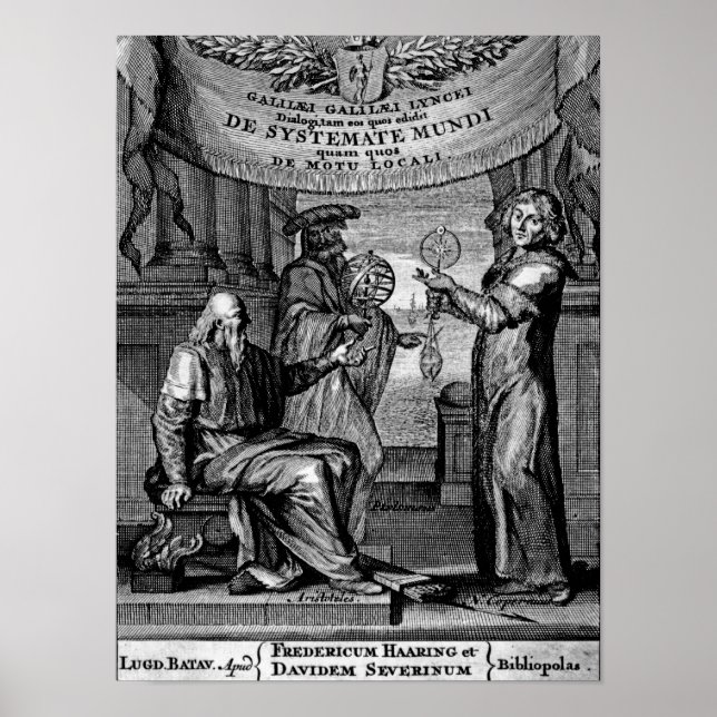 Poster Frontispiece of 'Dialogus De Systemate Mundi' (Devant)