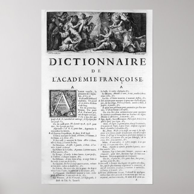 Poster Frontispiece pour le dictionnaire de l'Académie fr (Devant)