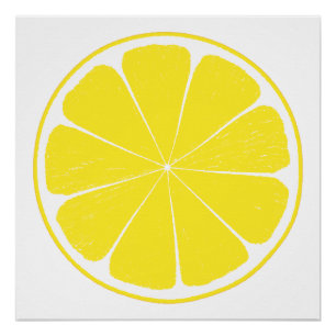 Poster Fruit Citrus jaune clair Conception de tranches de