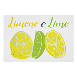 Poster Fruit italien jaune et vert de citron et de chaux