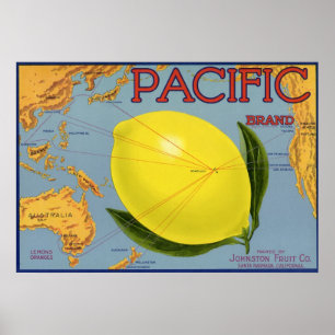 Poster Fruit vintage Étiquette Citrus de citron du Pacifi