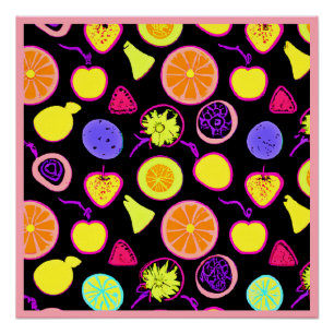 Poster Fruits de Neon Vibrants