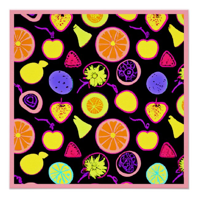 Poster Fruits de Neon Vibrants (Devant)