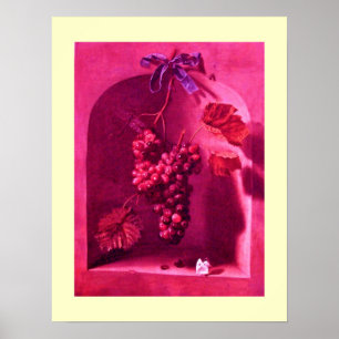 Poster FRUITS DE SAISON -PROSPÉRITÉ rose crème rouge anti