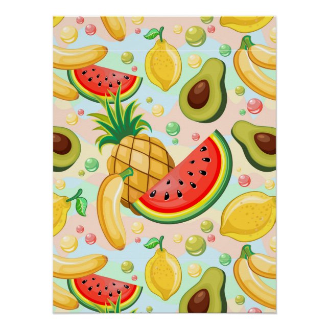 Poster Fruits d'été frais Motif (Devant)