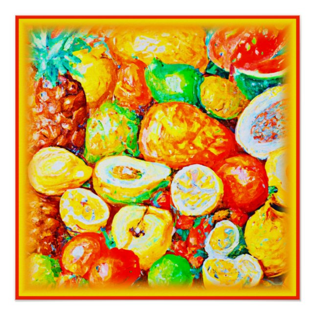 Poster "Fruits Lumineux" Belle Peinture. Commandez dès ma (Devant)