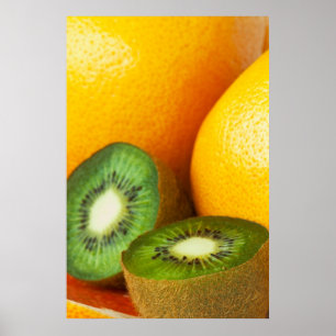 Poster Fruits tropicaux : kiwi et pamplemousse