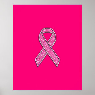 Poster Fuchsia Parties scintillant Style Pink Ribbon Sens