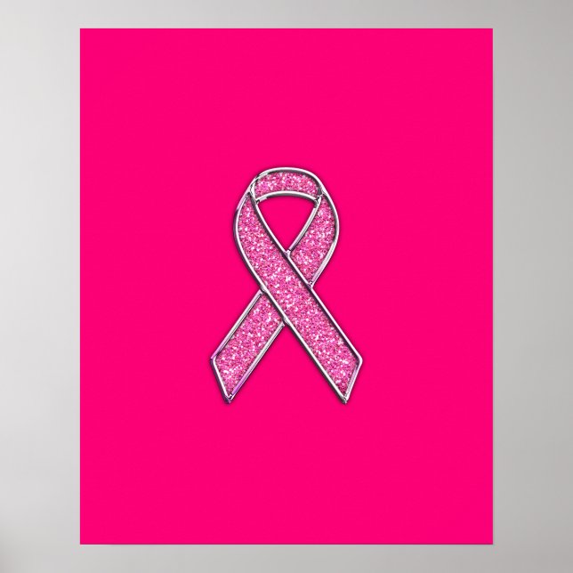 Poster Fuchsia Parties scintillant Style Pink Ribbon Sens (Devant)