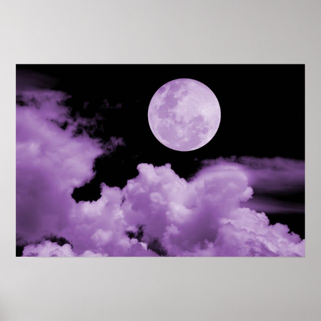 POSTER FULL MOON CLOUDS PURPLE (Devant)