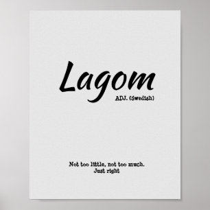 Poster Fun Grey Swedish Lagom Definition