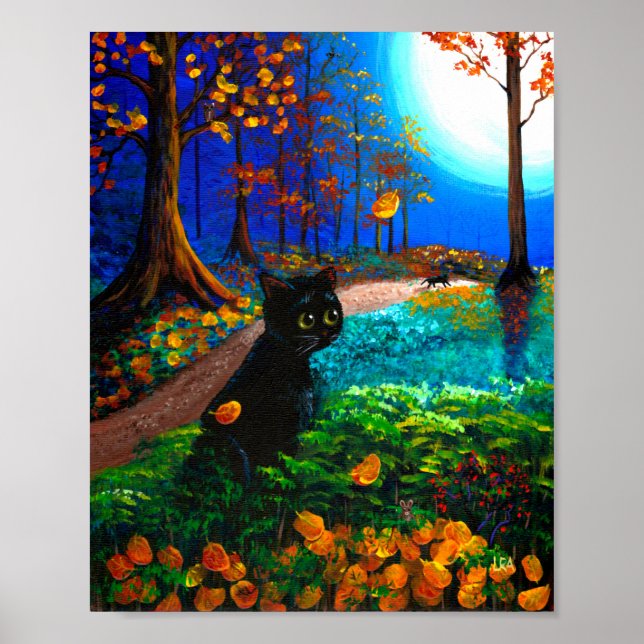 Poster Fundy Chat Lourde Automne Halloween Lune Créationa (Devant)